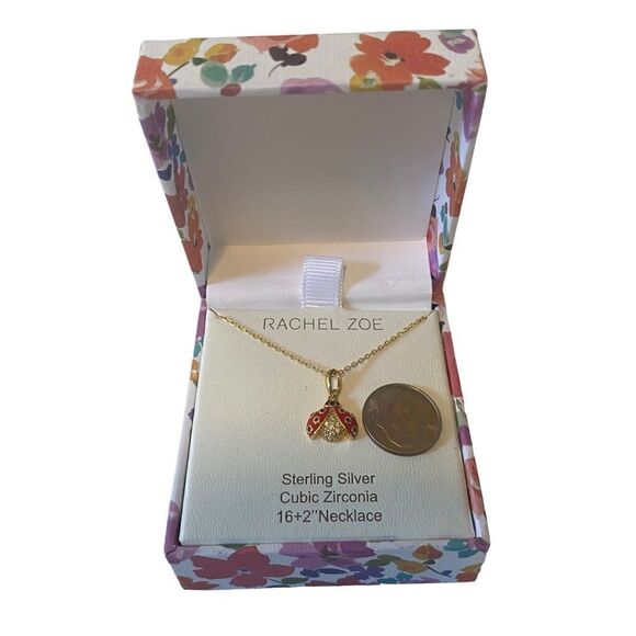 Rachel Zoe Sterling Silver & Cubic Zirconia Ladybug Pendant. - Picture 7 of 7